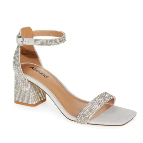Abound Shoes - Abound Silver Rhinestone Block Heel Sandal